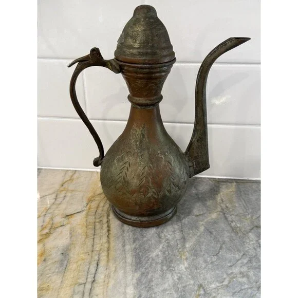Antique Middle East Turkish Ottoman Or Middle Eastern Copper Jug Pitcher RARE - Picture 6 of 12